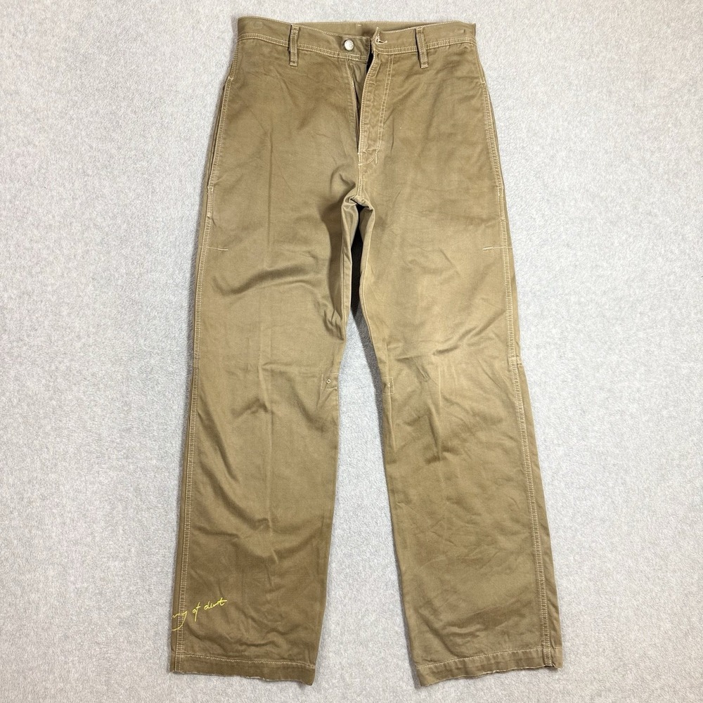 Diesel Canvas Work Pants Men 29x31 Tan Khaki Straight Leg Skater Embroidered
